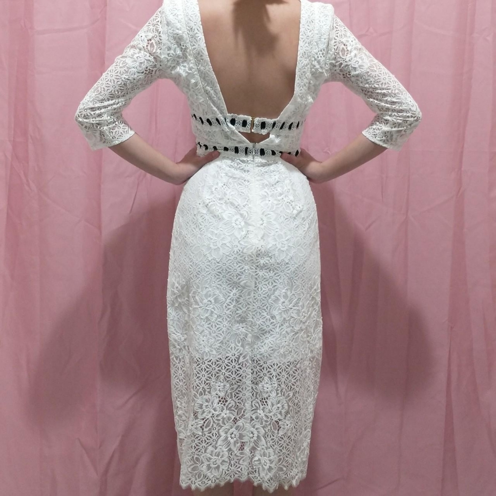 For Love and Lemons Plunging Lace Neckline Midi Dress - Picture 2 of 3
